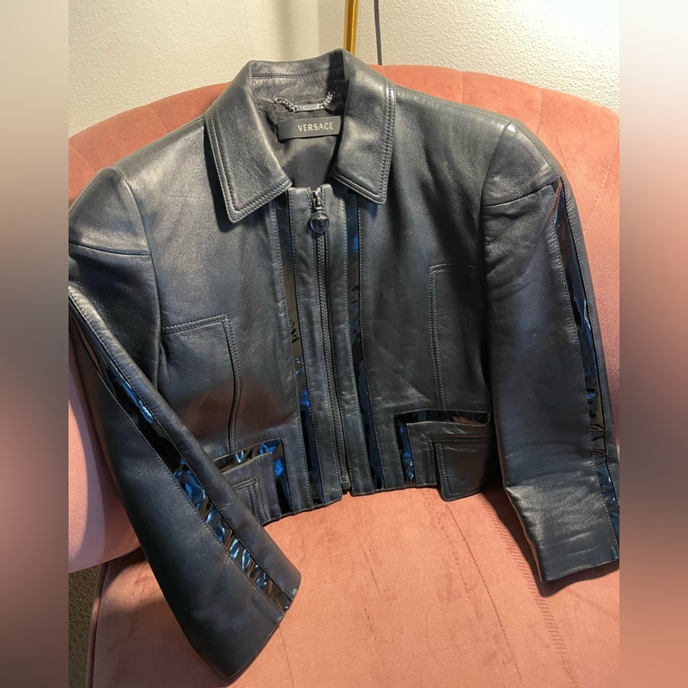 Versace Cropped Leather Jacket